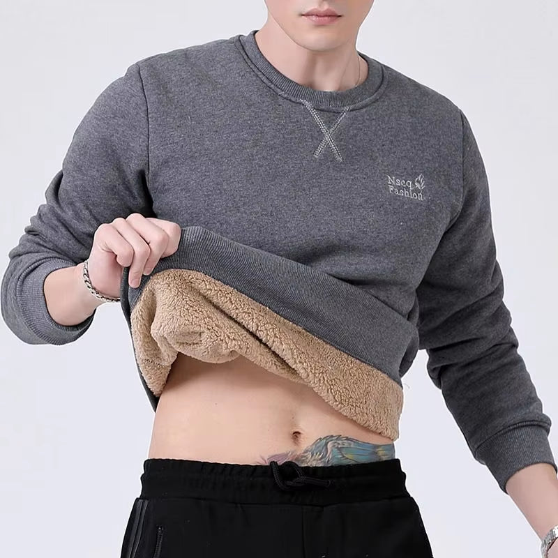 Winter Sweatshirt Men Long Sleeves Men Fleece Lined Warm Sweatshirt Pure Color Quarter Zip Sweatshirt Thicken plus Size L-7XL